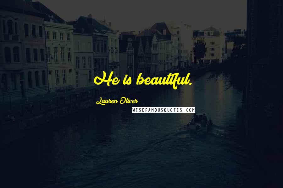 Lauren Oliver Quotes: He is beautiful.