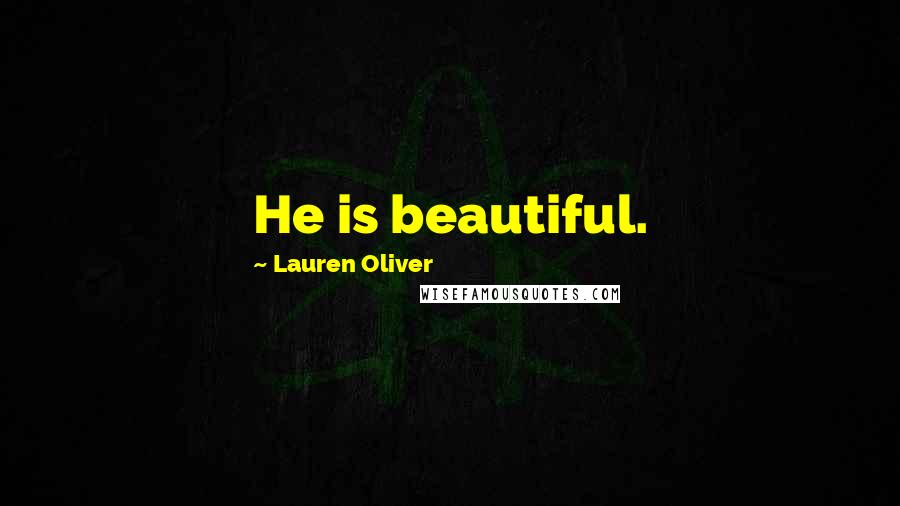 Lauren Oliver Quotes: He is beautiful.