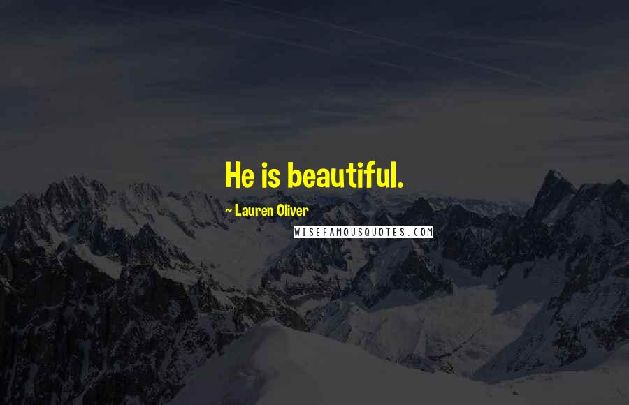 Lauren Oliver Quotes: He is beautiful.