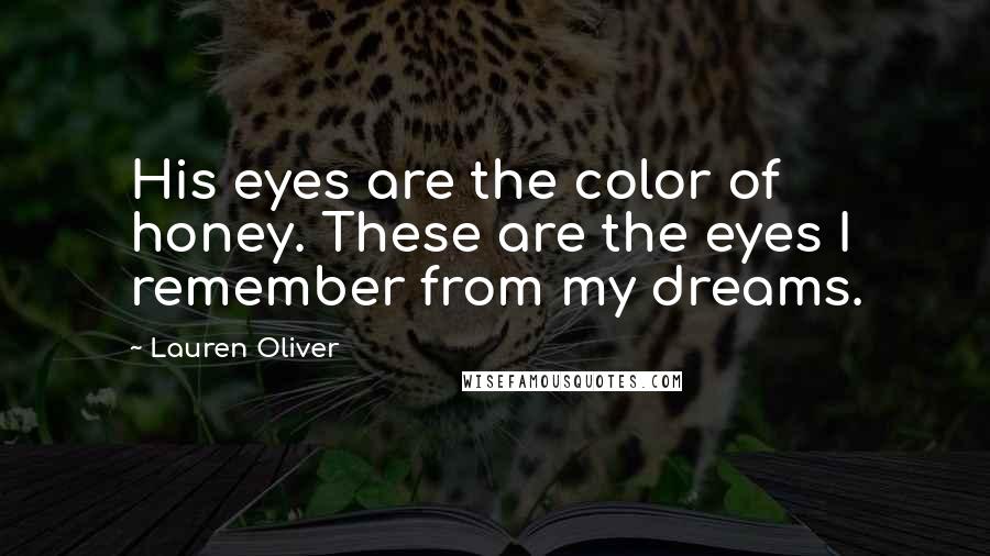 Lauren Oliver Quotes: His eyes are the color of honey. These are the eyes I remember from my dreams.