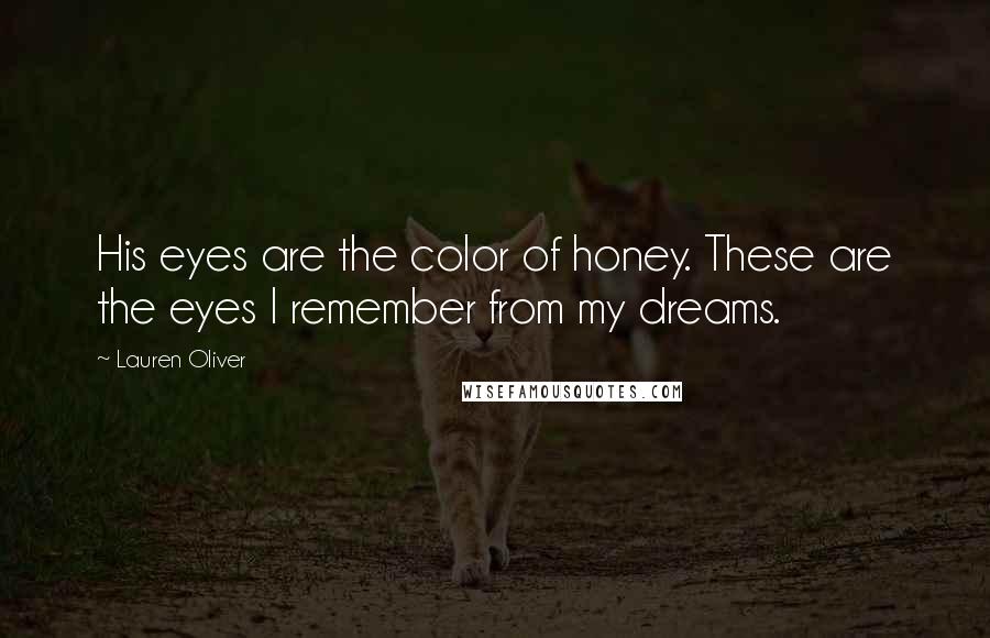 Lauren Oliver Quotes: His eyes are the color of honey. These are the eyes I remember from my dreams.