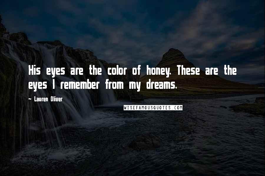 Lauren Oliver Quotes: His eyes are the color of honey. These are the eyes I remember from my dreams.