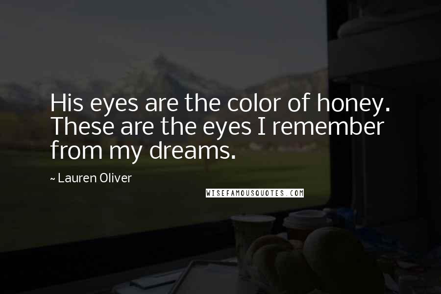 Lauren Oliver Quotes: His eyes are the color of honey. These are the eyes I remember from my dreams.