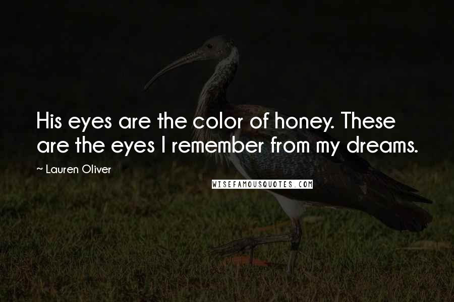 Lauren Oliver Quotes: His eyes are the color of honey. These are the eyes I remember from my dreams.