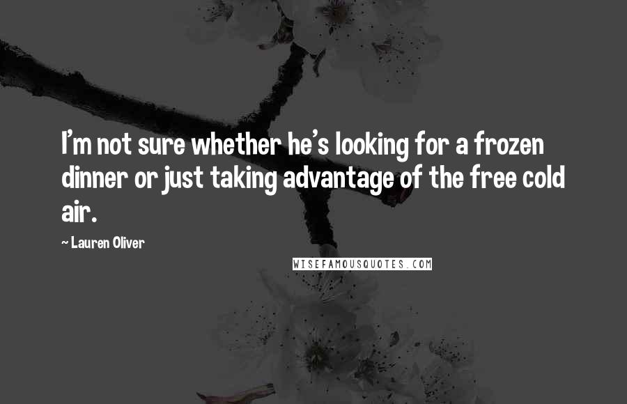 Lauren Oliver Quotes: I'm not sure whether he's looking for a frozen dinner or just taking advantage of the free cold air.