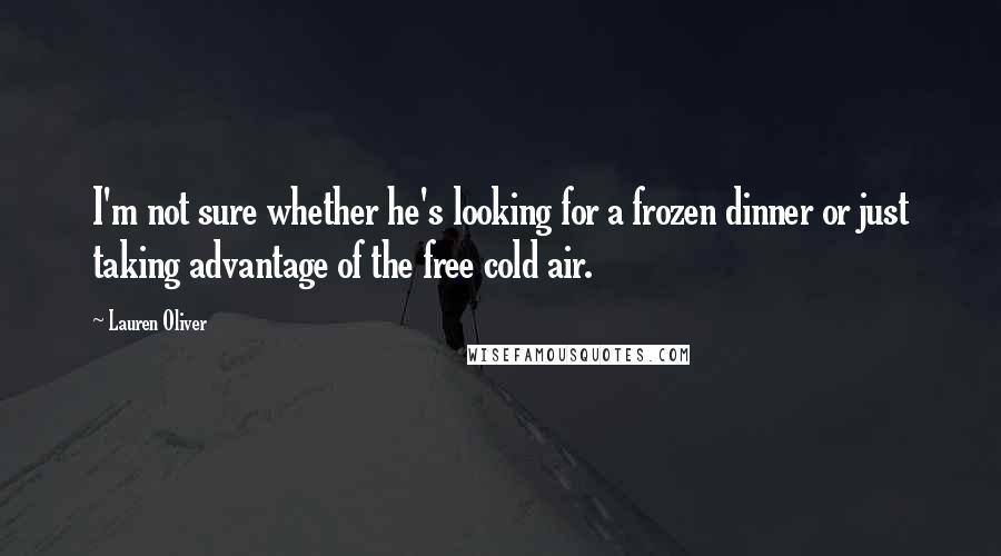 Lauren Oliver Quotes: I'm not sure whether he's looking for a frozen dinner or just taking advantage of the free cold air.
