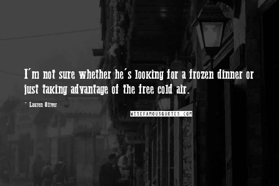 Lauren Oliver Quotes: I'm not sure whether he's looking for a frozen dinner or just taking advantage of the free cold air.