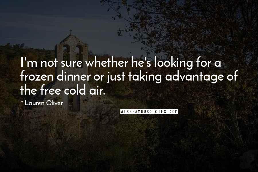 Lauren Oliver Quotes: I'm not sure whether he's looking for a frozen dinner or just taking advantage of the free cold air.