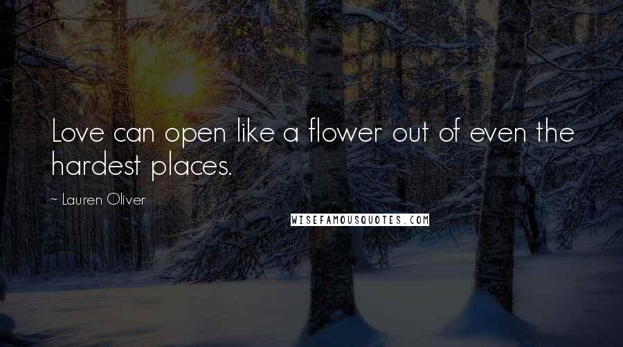 Lauren Oliver Quotes: Love can open like a flower out of even the hardest places.