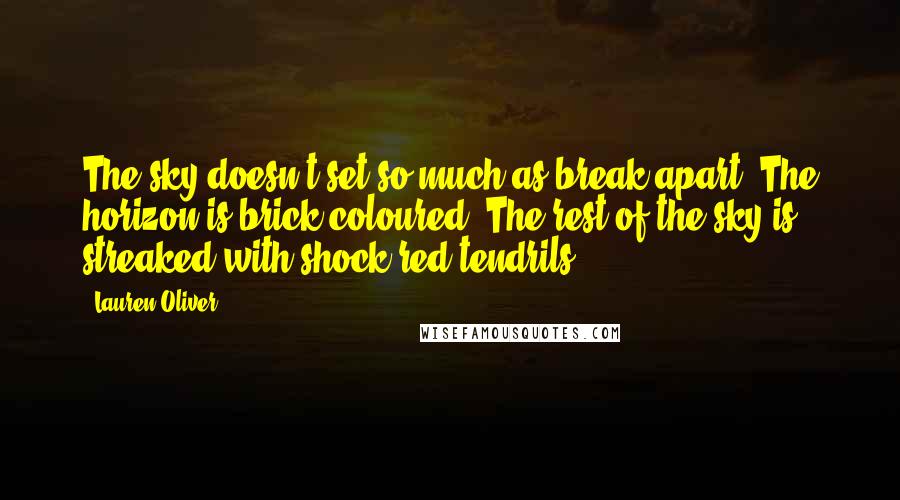 Lauren Oliver Quotes: The sky doesn't set so much as break apart. The horizon is brick-coloured. The rest of the sky is streaked with shock-red tendrils.