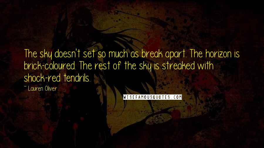 Lauren Oliver Quotes: The sky doesn't set so much as break apart. The horizon is brick-coloured. The rest of the sky is streaked with shock-red tendrils.