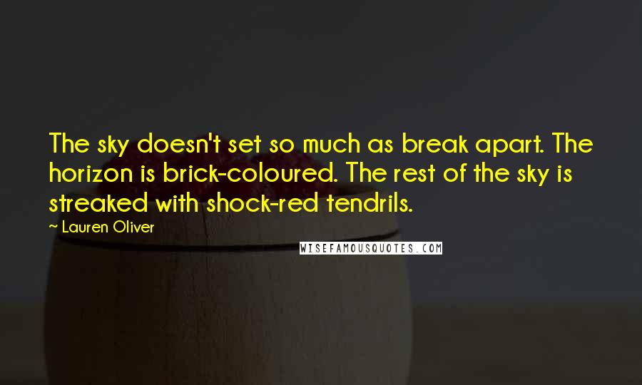 Lauren Oliver Quotes: The sky doesn't set so much as break apart. The horizon is brick-coloured. The rest of the sky is streaked with shock-red tendrils.