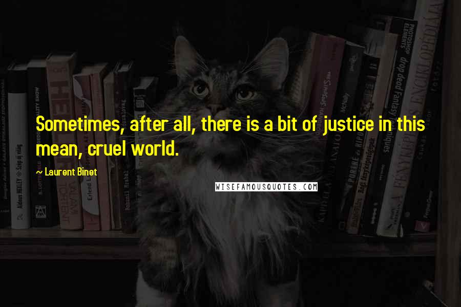 Laurent Binet Quotes: Sometimes, after all, there is a bit of justice in this mean, cruel world.
