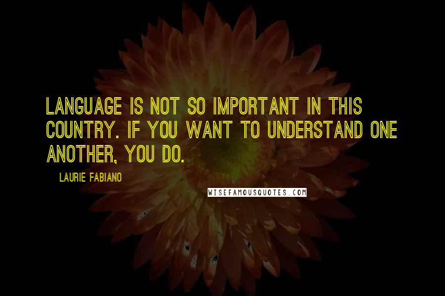 Laurie Fabiano Quotes: Language is not so important in this country. If you want to understand one another, you do.