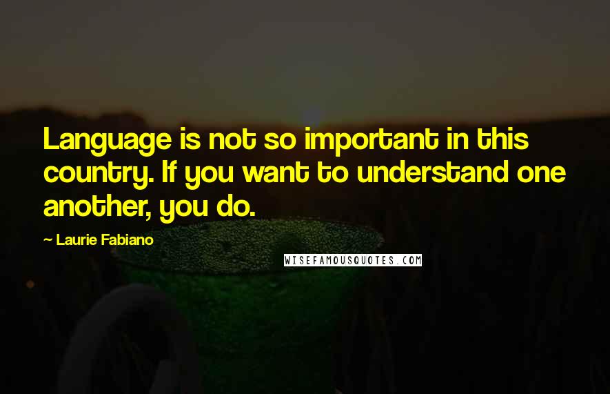 Laurie Fabiano Quotes: Language is not so important in this country. If you want to understand one another, you do.