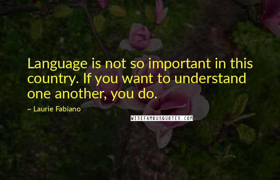 Laurie Fabiano Quotes: Language is not so important in this country. If you want to understand one another, you do.