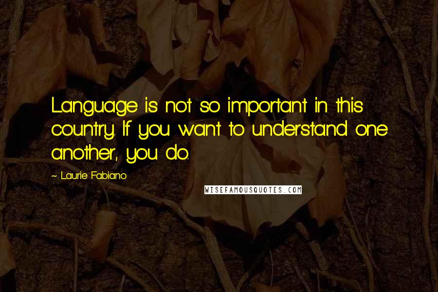 Laurie Fabiano Quotes: Language is not so important in this country. If you want to understand one another, you do.