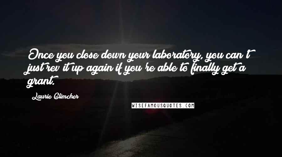 Laurie Glimcher Quotes: Once you close down your laboratory, you can't just rev it up again if you're able to finally get a grant.