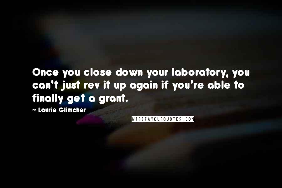 Laurie Glimcher Quotes: Once you close down your laboratory, you can't just rev it up again if you're able to finally get a grant.