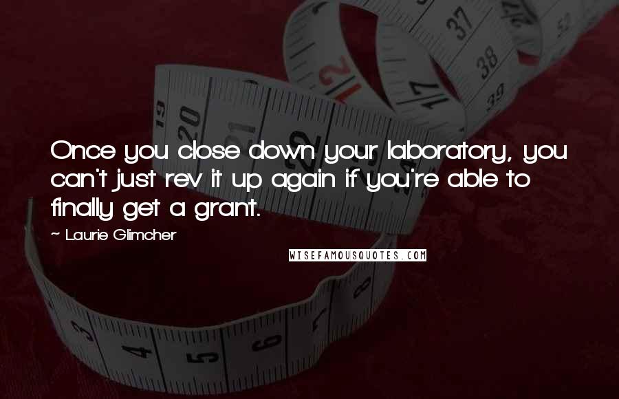 Laurie Glimcher Quotes: Once you close down your laboratory, you can't just rev it up again if you're able to finally get a grant.