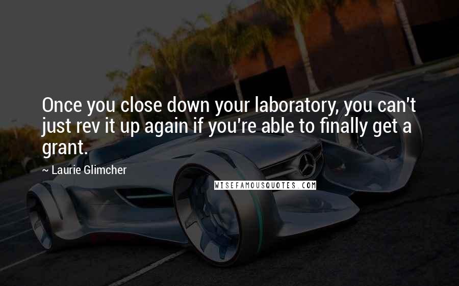 Laurie Glimcher Quotes: Once you close down your laboratory, you can't just rev it up again if you're able to finally get a grant.