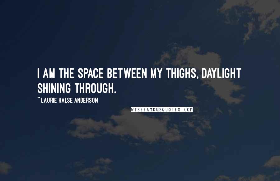 Laurie Halse Anderson Quotes: I am the space between my thighs, daylight shining through.