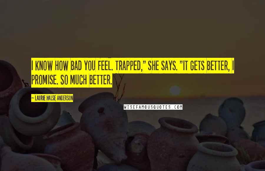 Laurie Halse Anderson Quotes: I know how bad you feel. Trapped," she says. "It gets better, I promise. So much better.