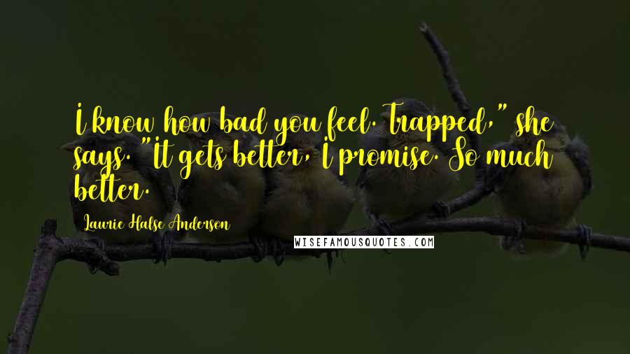 Laurie Halse Anderson Quotes: I know how bad you feel. Trapped," she says. "It gets better, I promise. So much better.