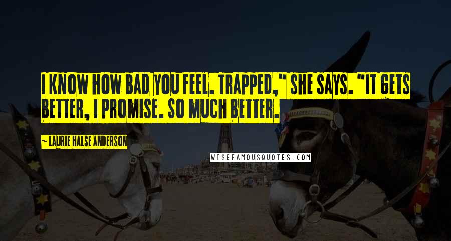 Laurie Halse Anderson Quotes: I know how bad you feel. Trapped," she says. "It gets better, I promise. So much better.