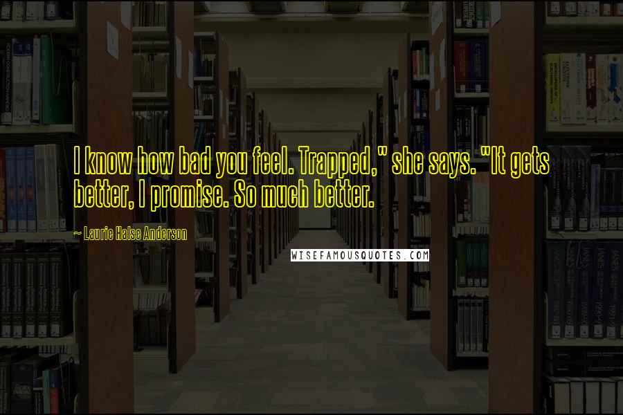 Laurie Halse Anderson Quotes: I know how bad you feel. Trapped," she says. "It gets better, I promise. So much better.