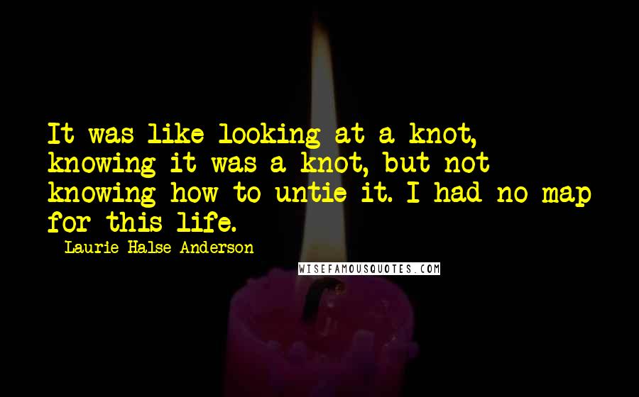 Laurie Halse Anderson Quotes: It was like looking at a knot, knowing it was a knot, but not knowing how to untie it. I had no map for this life.