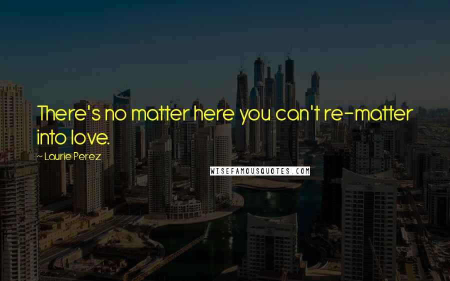 Laurie Perez Quotes: There's no matter here you can't re-matter into love.