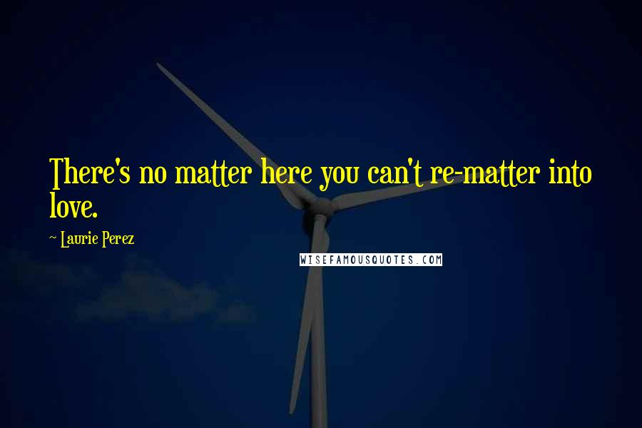 Laurie Perez Quotes: There's no matter here you can't re-matter into love.