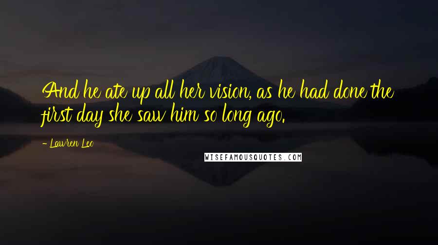 Lawren Leo Quotes: And he ate up all her vision, as he had done the first day she saw him so long ago.