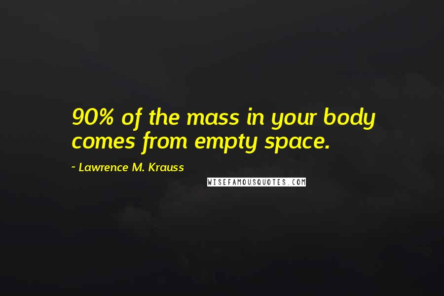 Lawrence M. Krauss Quotes: 90% of the mass in your body comes from empty space.