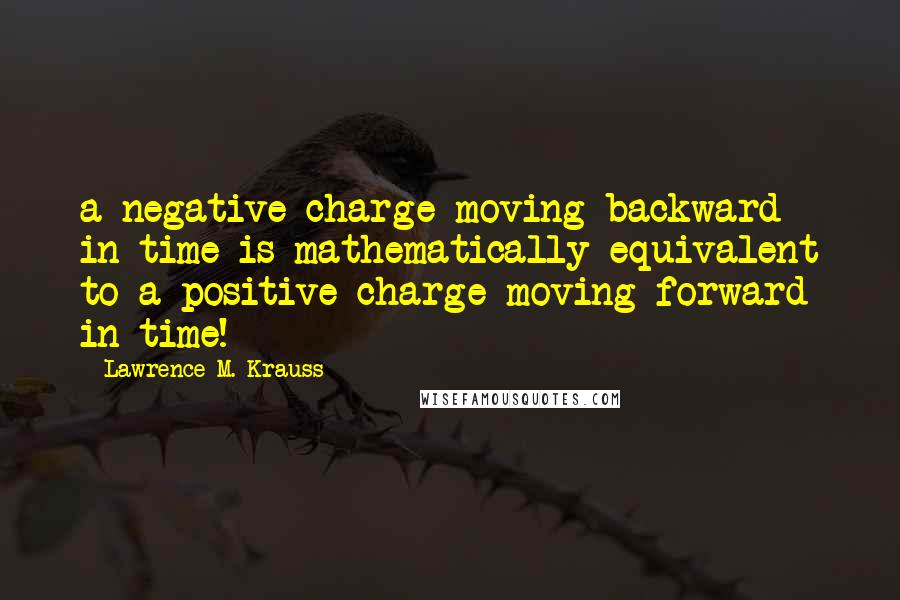 Lawrence M. Krauss Quotes: a negative charge moving backward in time is mathematically equivalent to a positive charge moving forward in time!