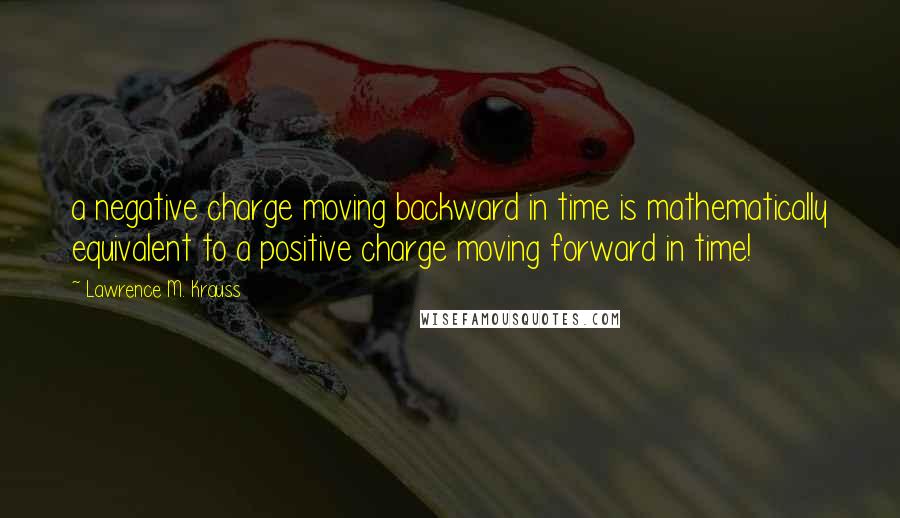 Lawrence M. Krauss Quotes: a negative charge moving backward in time is mathematically equivalent to a positive charge moving forward in time!
