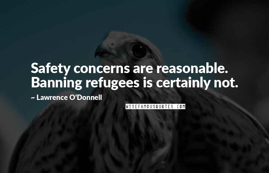 Lawrence O'Donnell Quotes: Safety concerns are reasonable. Banning refugees is certainly not.