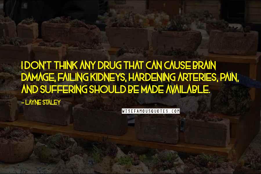 Layne Staley Quotes: I don't think any drug that can cause brain damage, failing kidneys, hardening arteries, pain, and suffering should be made available.