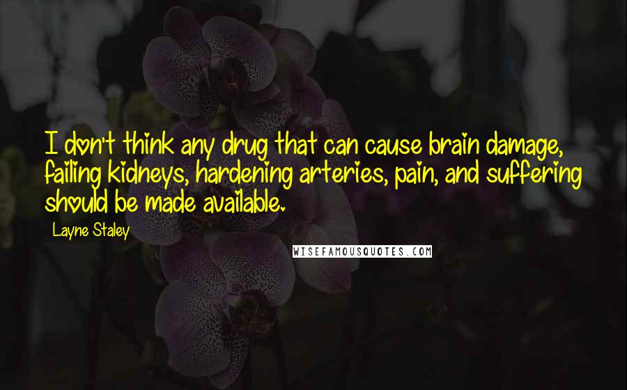 Layne Staley Quotes: I don't think any drug that can cause brain damage, failing kidneys, hardening arteries, pain, and suffering should be made available.