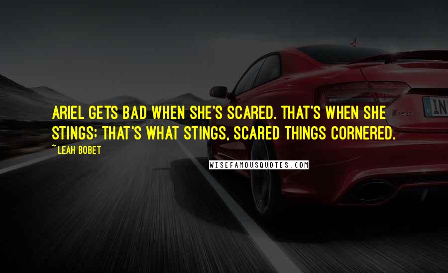 Leah Bobet Quotes: Ariel gets bad when she's scared. That's when she stings; that's what stings, scared things cornered.