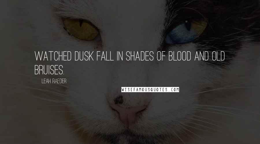 Leah Raeder Quotes: Watched dusk fall in shades of blood and old bruises.