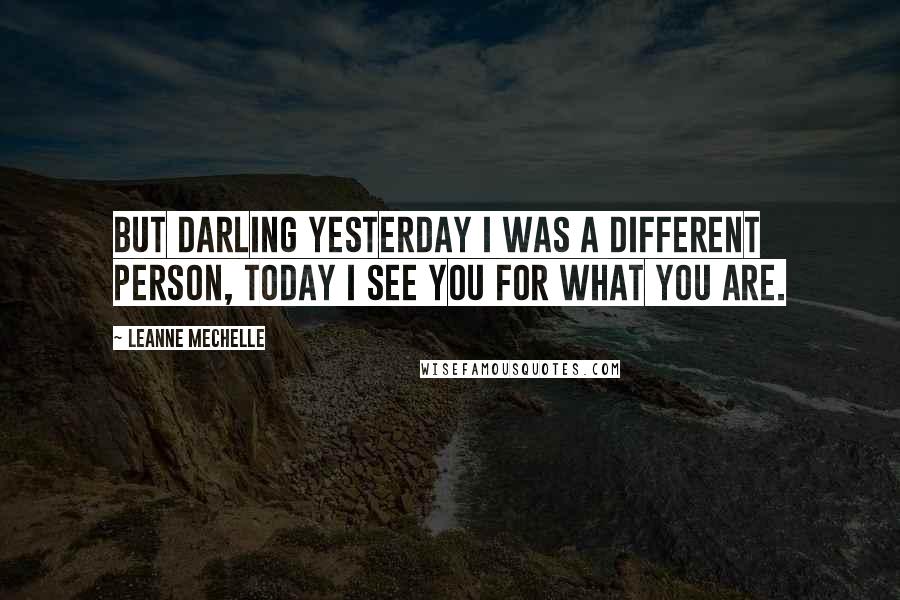 LeAnne Mechelle Quotes: But darling yesterday I was a different person, today I see you for what you are.
