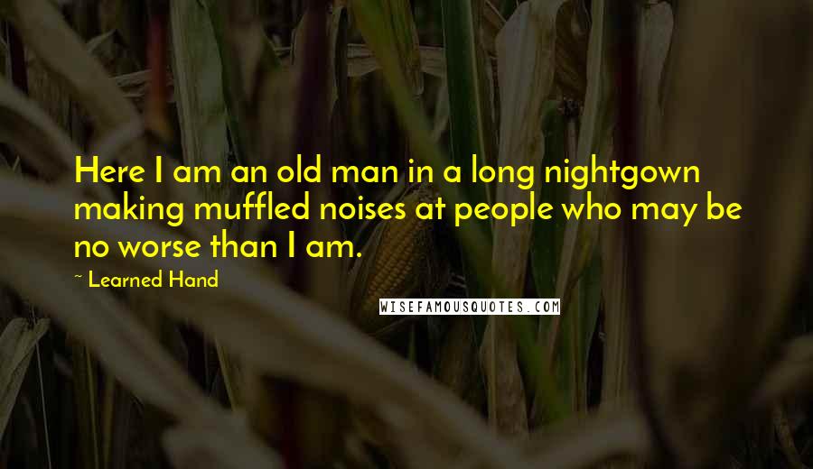 Learned Hand Quotes: Here I am an old man in a long nightgown making muffled noises at people who may be no worse than I am.