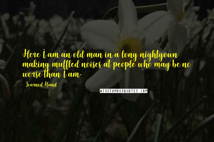 Learned Hand Quotes: Here I am an old man in a long nightgown making muffled noises at people who may be no worse than I am.