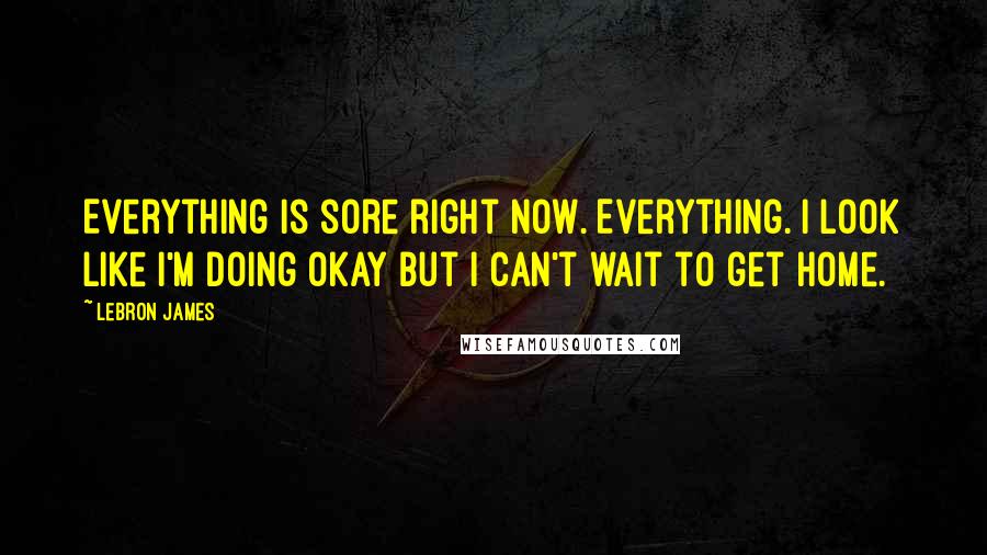 LeBron James Quotes: Everything is sore right now. Everything. I look like I'm doing okay but I can't wait to get home.