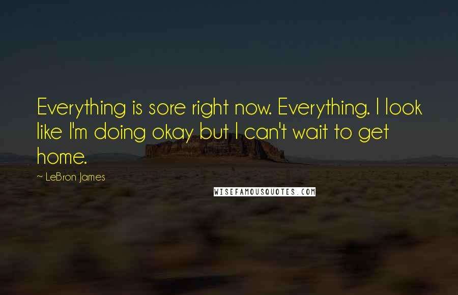 LeBron James Quotes: Everything is sore right now. Everything. I look like I'm doing okay but I can't wait to get home.