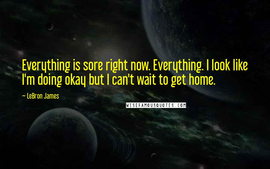 LeBron James Quotes: Everything is sore right now. Everything. I look like I'm doing okay but I can't wait to get home.