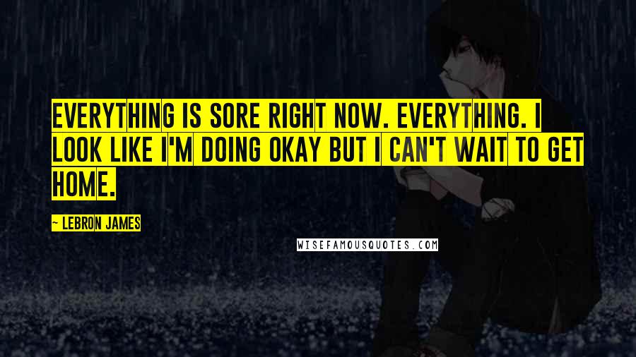 LeBron James Quotes: Everything is sore right now. Everything. I look like I'm doing okay but I can't wait to get home.