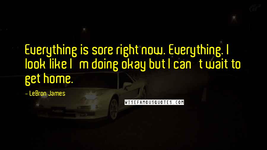 LeBron James Quotes: Everything is sore right now. Everything. I look like I'm doing okay but I can't wait to get home.